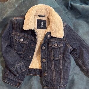 GAP Blue and Cream Jean Jacket with Sherpa Lining